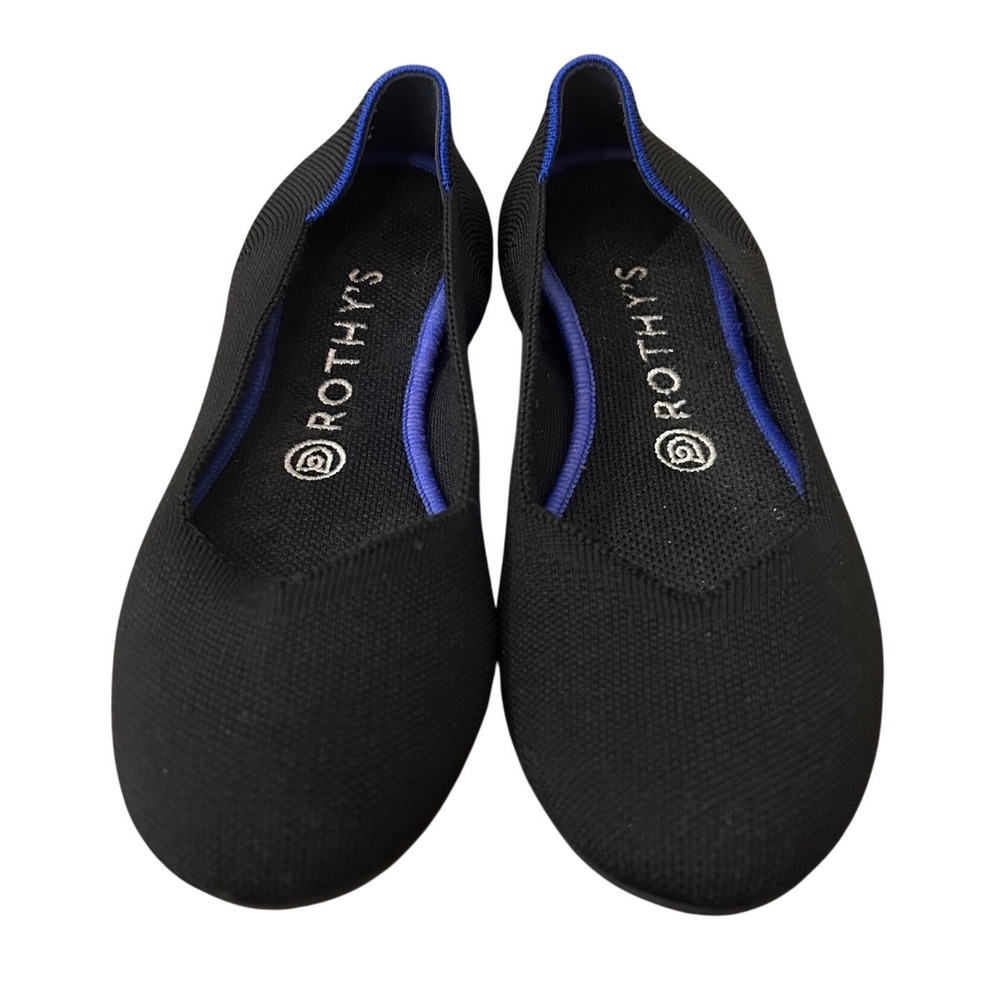 Rothy's Black Round Toe Ballet Flat Women Size 8 Sustainable Knit Shoes